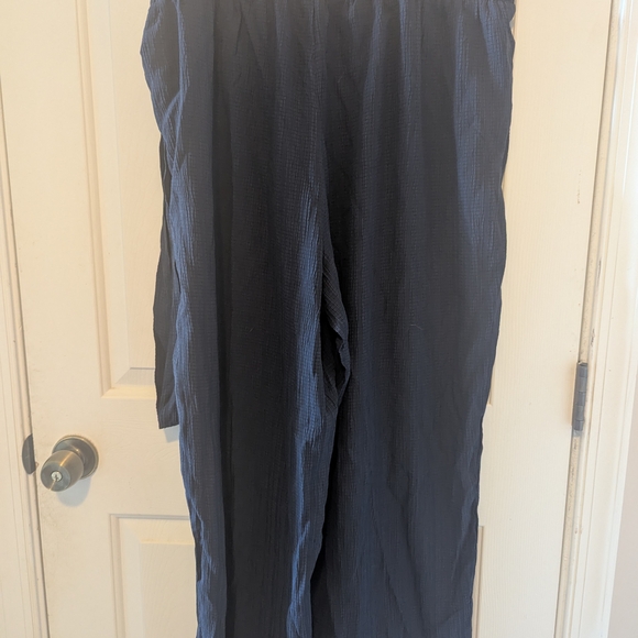 SHEIN Curve Women's Plus 3X Dark Blue Wide Leg Light Pull-on Pants With Side Tie - Picture 2 of 7